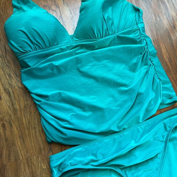LA BLANCA TEAL TWO PIECE BIKIN SIZE 16 - Picture 10 of 13